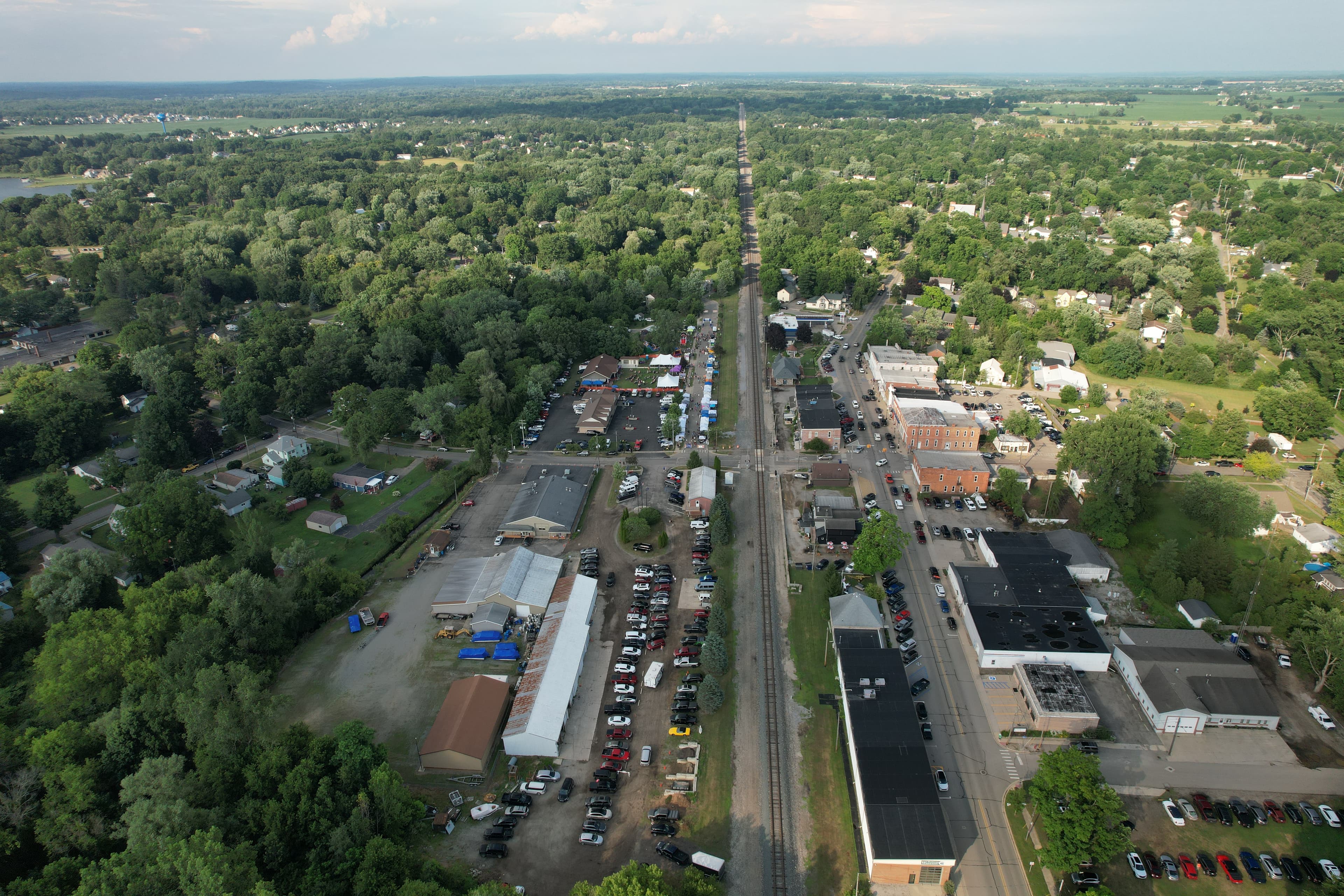 Aerial view of Grass Lake, Michigan